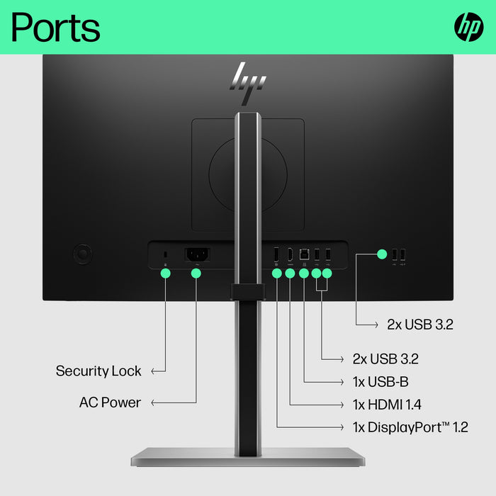 HP E-Series E22 G5 FHD Monitor, 54.6 cm (21.5"), 1920 x 1080 pixels, Full HD, LCD, 5 ms, Black, Silver