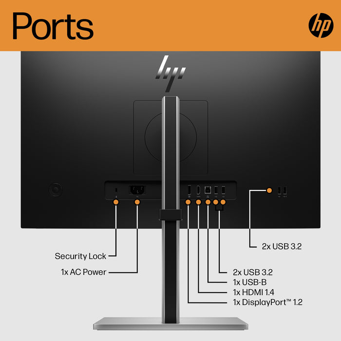 HP E-Series E24 G5 FHD Monitor, 60.5 cm (23.8"), 1920 x 1080 pixels, Full HD, LCD, 5 ms, Silver, Black