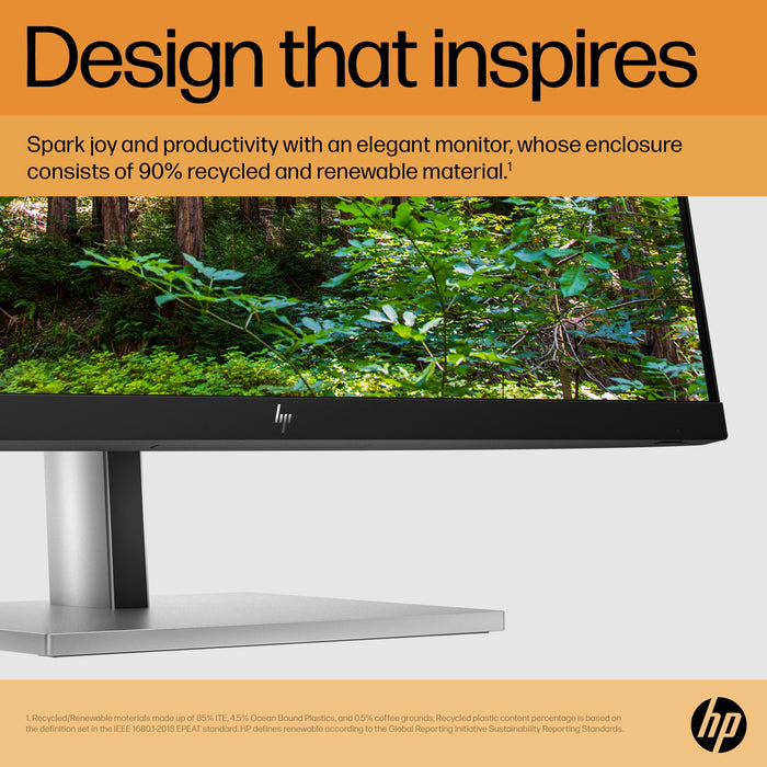 HP E-Series E24 G5 FHD Monitor, 60.5 cm (23.8"), 1920 x 1080 pixels, Full HD, LED, 5 ms, Silver, Black