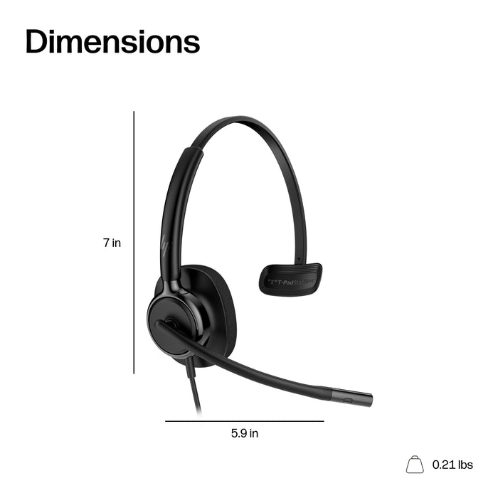 HP Poly Mission 415 Monaural USB Wired Headset Classic (Bulk), Wired, 97 g, Headset, Black