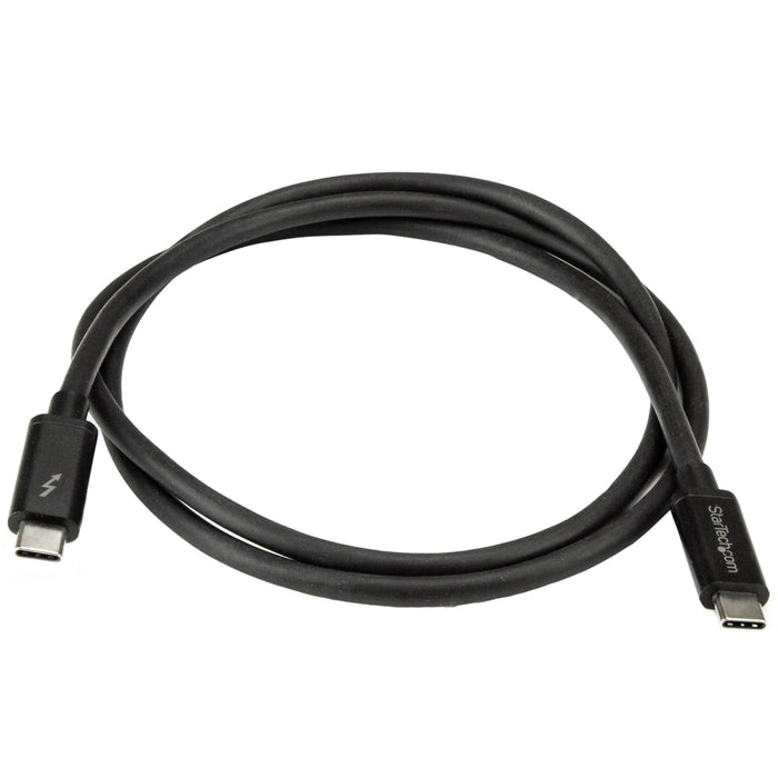 StarTech.com 3.3ft (1m) Thunderbolt 3 Cable, 20Gbps, 100W PD, 4K, Thunderbolt Certified, Compatible with Thunderbolt 4/USB 3.2/DisplayPort, Male, Male, 1 m, 20 Gbit/s, Black, Nickel