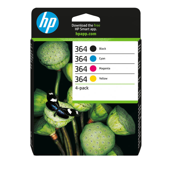 HP 364 4-pack Black/Cyan/Magenta/Yellow Original Ink Cartridges, Standard, Black, Cyan, Magenta, Yellow, Pigment-based ink, Dye-based ink, 6 ml, 3 ml