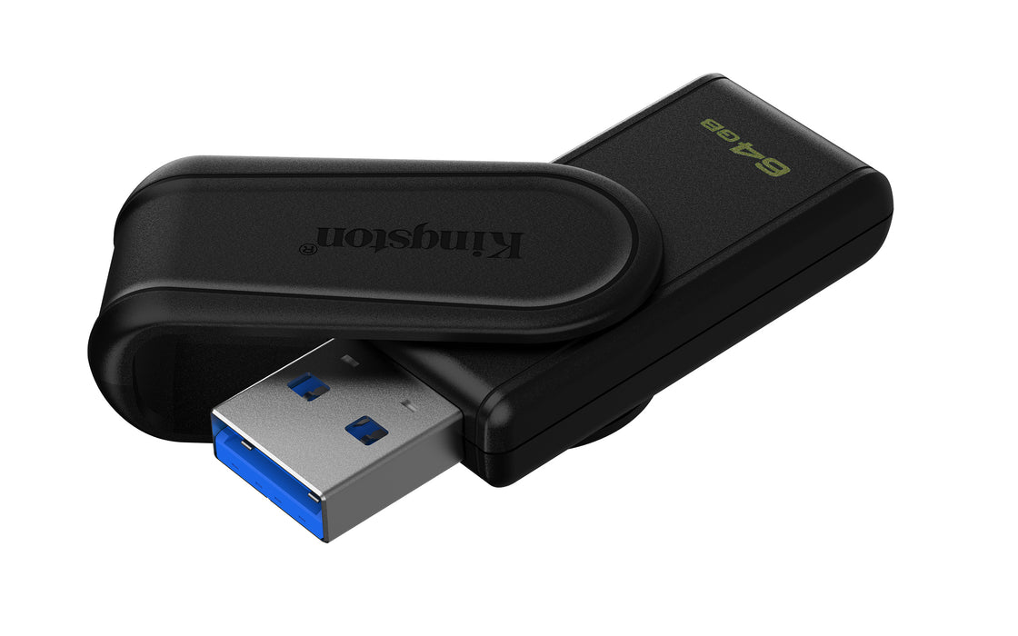 Kingston Technology DataTraveler 64GB Portable USB 3.2 Gen 1 Exodia S (Black/Black), 64 GB, USB Type-A, 3.2 Gen 1 (3.1 Gen 1), Swivel, 8.32 g, Black
