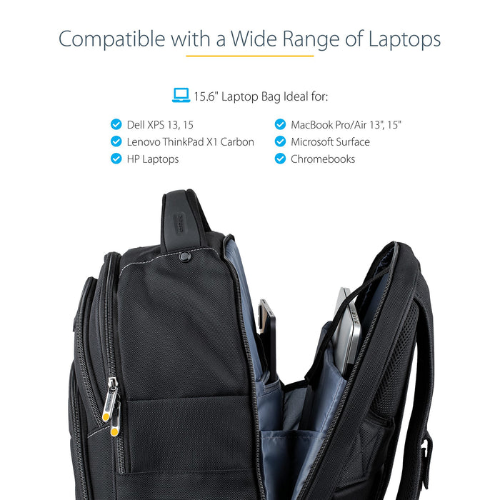 StarTech.com 15.6" Laptop Backpack with Removable Accessory Organizer Case - Professional IT Tech Backpack for Work/Travel/Commute - Ergonomic Computer Bag - Durable Ballistic Nylon - Notebook/Tablet Pockets, Backpack, 39.6 cm (15.6"), 1.5 kg