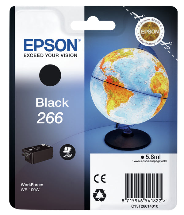 Epson Globe 266 Single Black Ink, Standard Yield, Black, Pigment-based ink, 5.8 ml, 1 pc(s), 250 pages