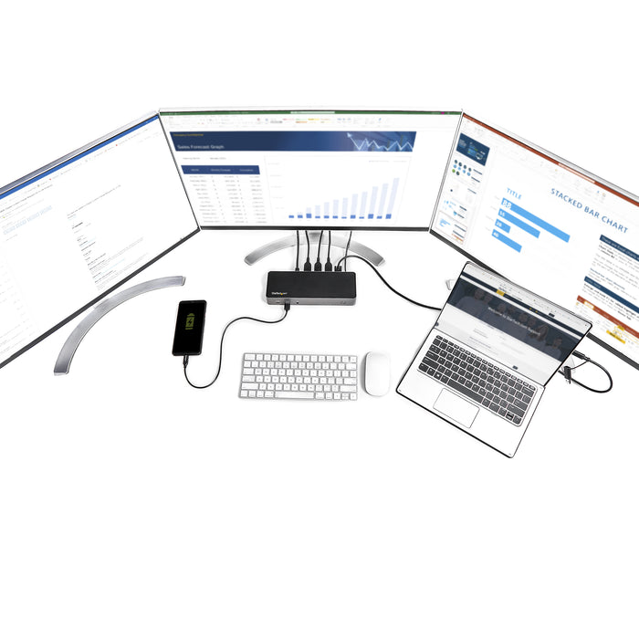 StarTech.com USB-C & USB-A Dock - Hybrid Universal Triple Monitor Laptop Docking Station DisplayPort & HDMI 4K 60Hz - 85W Power Delivery, 6x USB Hub, GbE, Audio - USB 3.1 Gen 2 10Gbps , TAA (DK31C3HDPDUE)