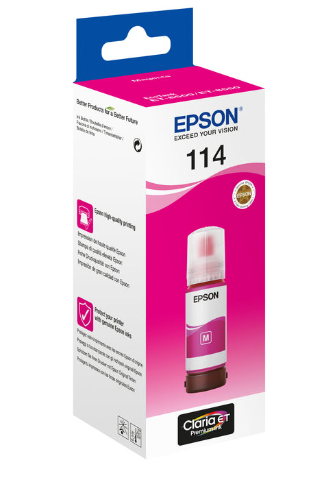 Epson 114 EcoTank Magenta ink bottle, Original, Magenta, Epson, EcoTank ET-8550, EcoTank ET-8500, Standard Yield, 70 ml