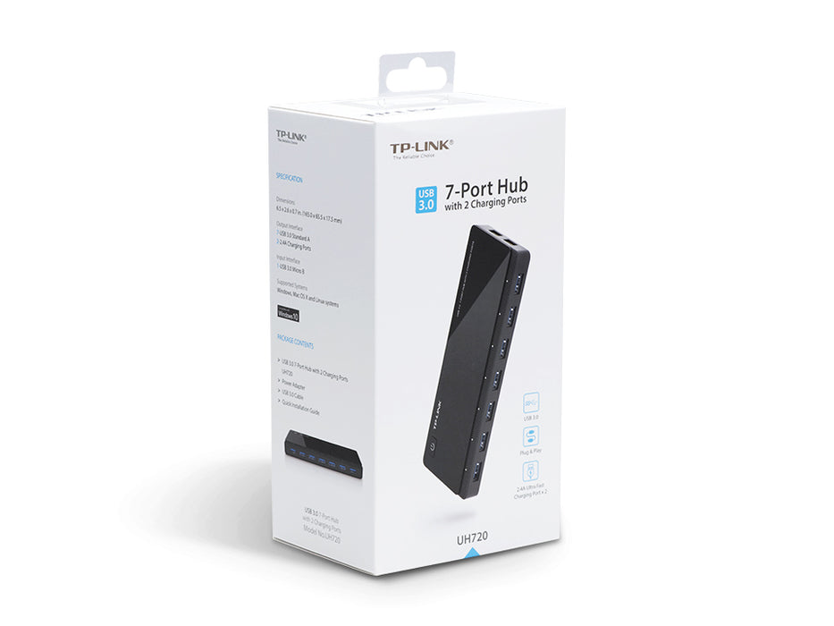 TP-Link UH720, USB 3.2 Gen 1 (3.1 Gen 1) Micro-B, USB 3.2 Gen 1 (3.1 Gen 1) Type-A, 5000 Mbit/s, Black, 1 m, USB