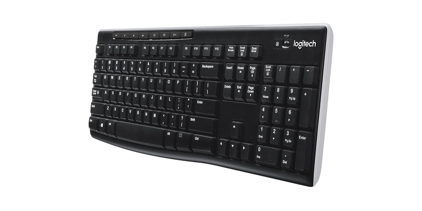 Logitech Wireless Keyboard K270, Full-size (100%), Wireless, RF Wireless, QWERTY, Black