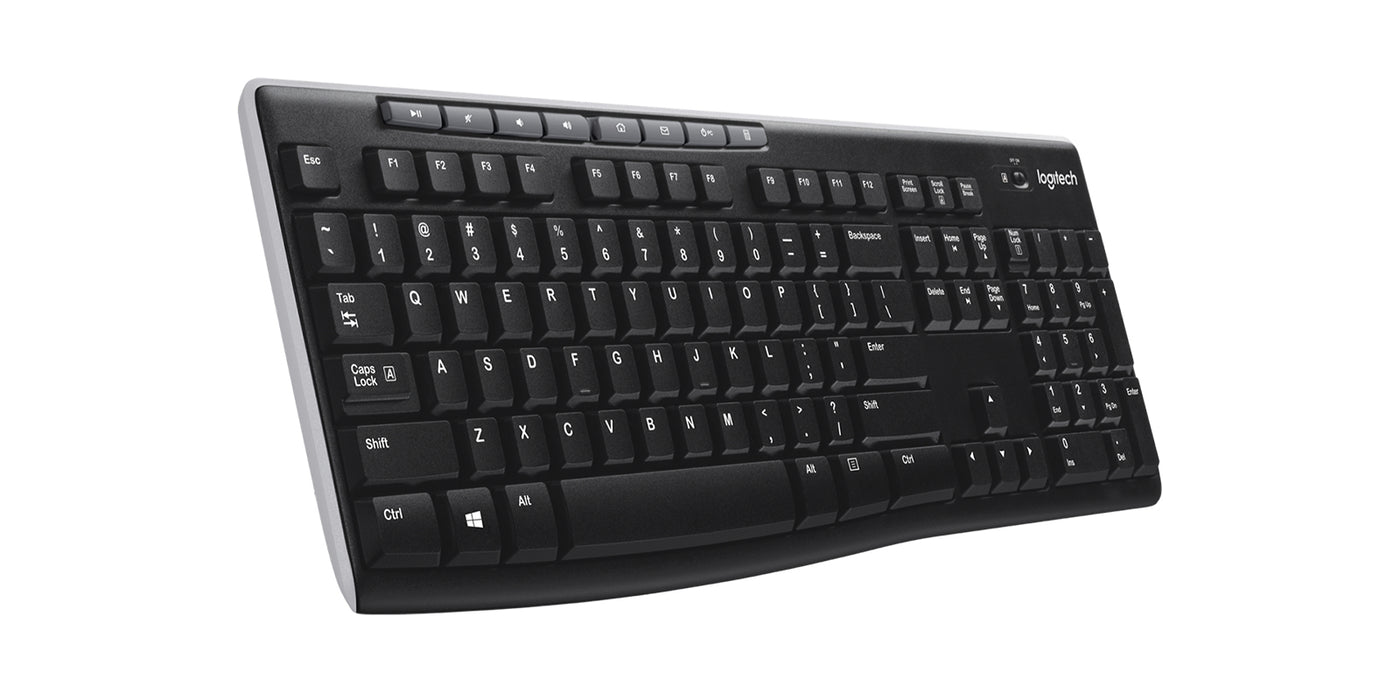 Logitech Wireless Keyboard K270, Full-size (100%), Wireless, RF Wireless, QWERTY, Black