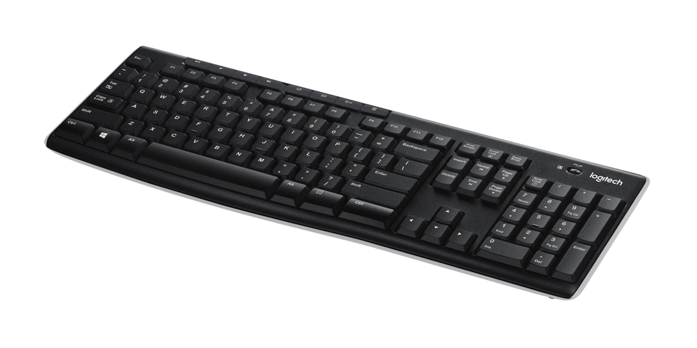 Logitech Wireless Keyboard K270, Full-size (100%), Wireless, RF Wireless, QWERTY, Black