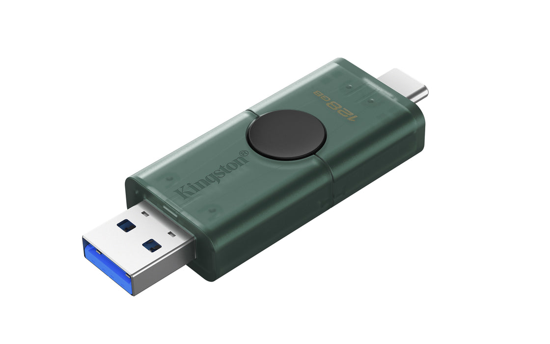 Kingston Technology DataTraveler 128GB USB-A + USB-C 3.2 Gen 1 DuoG2, 128 GB, USB Type-A / USB Type-C, 3.2 Gen 1 (3.1 Gen 1), Cap, 10 g, Black, Green
