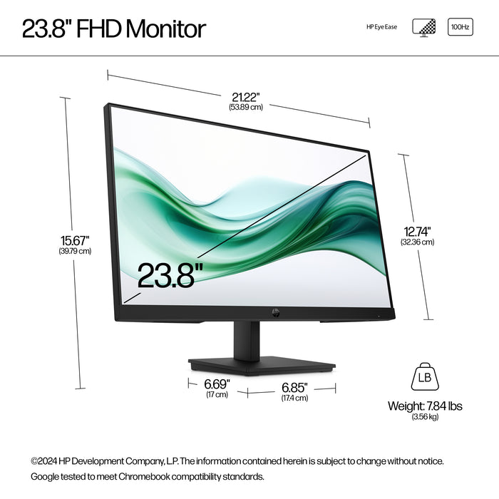 HP Series 3 Pro 23.8 inch FHD Monitor - 324pv, 60.5 cm (23.8"), 1920 x 1080 pixels, Full HD, LCD, 5 ms, Black