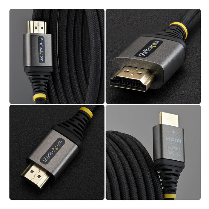 StarTech 50cm (1.6ft) Premium Certified High Speed HDMI Cable, Ultra Flexible HDMI Cable, 4K 60Hz/1440p 144Hz w/HDR10/ARC, 18Gbps, High Flex Braided HDMI Cord