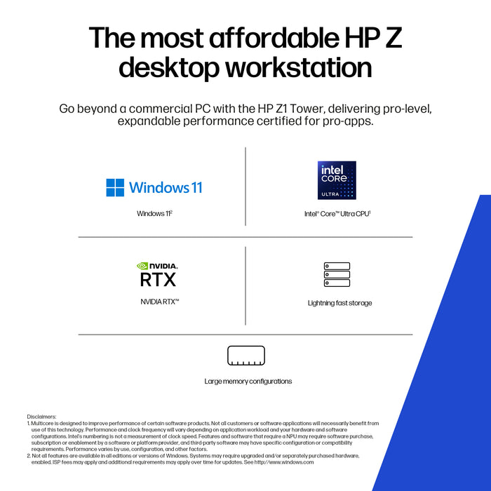 HP Z1 Tower G1i, Intel Core Ultra 9, 285, 32 GB, DDR5-SDRAM, 1 TB, Windows 11 Pro
