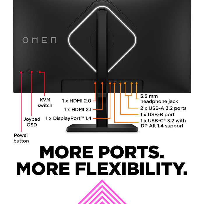 OMEN by HP OMEN by 27 inch UHD 144Hz Gaming Monitor - OMEN 27k, 68.6 cm (27"), 3840 x 2160 pixels, 4K Ultra HD, LCD, 1 ms, Black