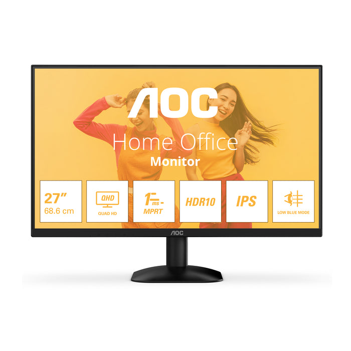 AOC B3 Q27B35E, 68.6 cm (27"), 2560 x 1440 pixels, Quad HD, LED, 4 ms, Black