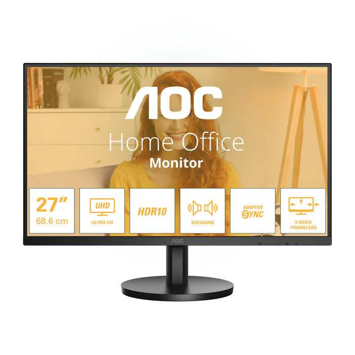 AOC B3 U27B3A, 68.6 cm (27"), 3840 x 2160 pixels, 4K Ultra HD, LCD, 4 ms, Black