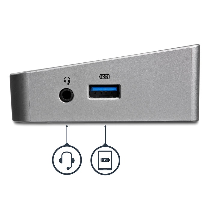 StarTech.com Triple-Monitor USB 3.0 Docking Station - 1x HDMI - 2x DisplayPort, Wired, USB 3.2 Gen 1 (3.1 Gen 1) Type-A, 3.5 mm, USB Type-A, 10,100,1000 Mbit/s, IEEE 802.3, IEEE 802.3ab, IEEE 802.3u