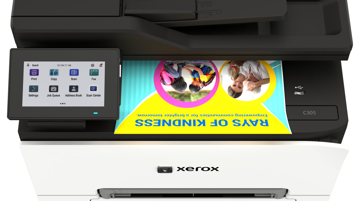 Xerox C305ae, Laser, Colour printing, 2400 x 600 DPI, A4, Direct printing, White, Black