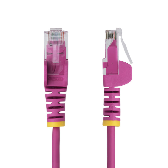 StarTech.com 3m Pink Slim CAT6 Ethernet Cable, Snagless, 100W PoE, UTP, LSZH, 28AWG Pure Bare Copper Wire, Slim RJ45 Network Patch Cord w/Strain Reliefs, Individually Tested, 3 m, Cat6, U/UTP (UTP), RJ-45, RJ-45, Pink