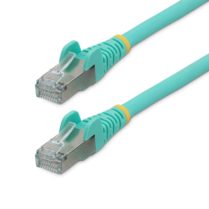StarTech.com 1.5m CAT6a Ethernet Cable - Aqua - Low Smoke Zero Halogen (LSZH) - 10GbE 500MHz 100W PoE++ Snagless RJ-45 w/Strain Reliefs S/FTP Network Patch Cord, 1.5 m, Cat6a, S/FTP (S-STP), RJ-45, RJ-45, Aqua colour