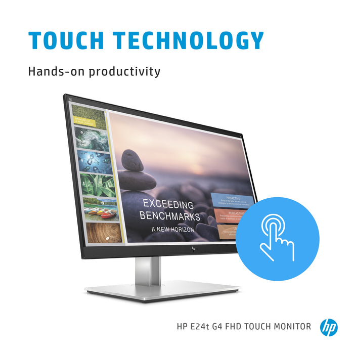 HP E-Series E24t G4, 60.5 cm (23.8"), 1920 x 1080 pixels, Full HD, LCD, 5 ms, Black, Silver