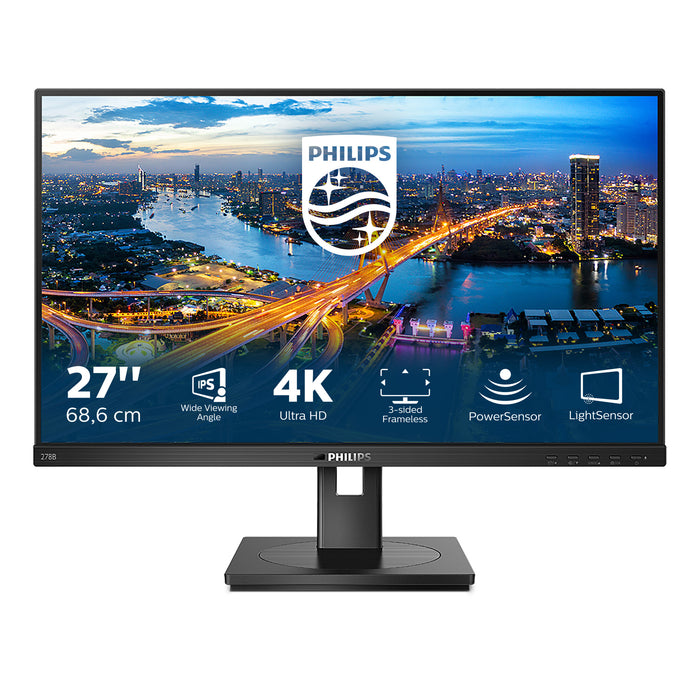 Philips B Line 278B1/00, 68.6 cm (27"), 3840 x 2160 pixels, 4K Ultra HD, LED, 4 ms, Black