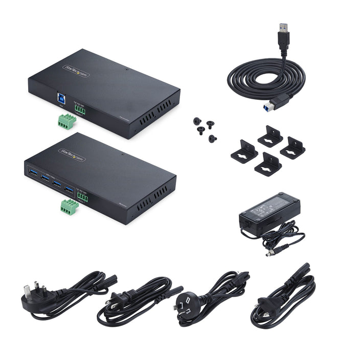 StarTech.com 4-Port USB 3.0 Extender over Ethernet up to 330ft (100m) via Cat6a / Cat7 / Cat8 RJ45 Cable, Extension for Remote USB Devices, 4x USB-A 5Gbps Hub, TAA, 100 mm, 150 mm, 20.5 mm, 350 g, 250 mm, 170 mm