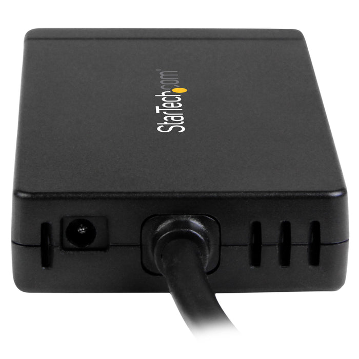 StarTech.com 3-Port USB-C Hub with Gigabit Ethernet - USB-C to 3x USB-A - USB 3.0 (5Gbps) - Includes Power Adapter - TAA, Wired, USB, Ethernet, 1000 Mbit/s, Black