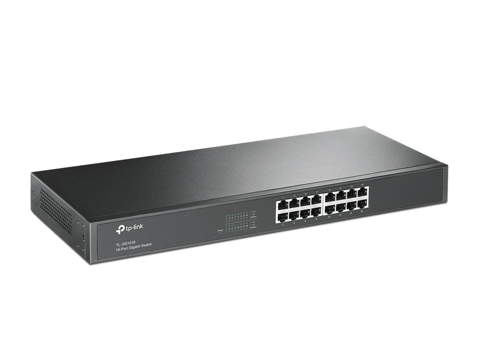 TP-Link TL-SG1016, Unmanaged, Gigabit Ethernet (10/100/1000), Full duplex, Rack mounting, 1U