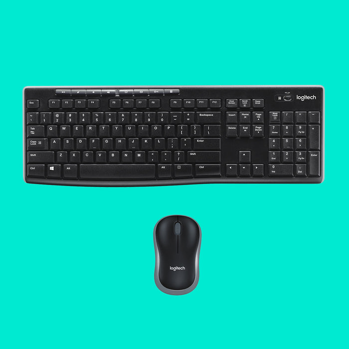 Logitech Wireless Combo MK270, Full-size (100%), Wireless, USB, QWERTZ, Black, Mouse included