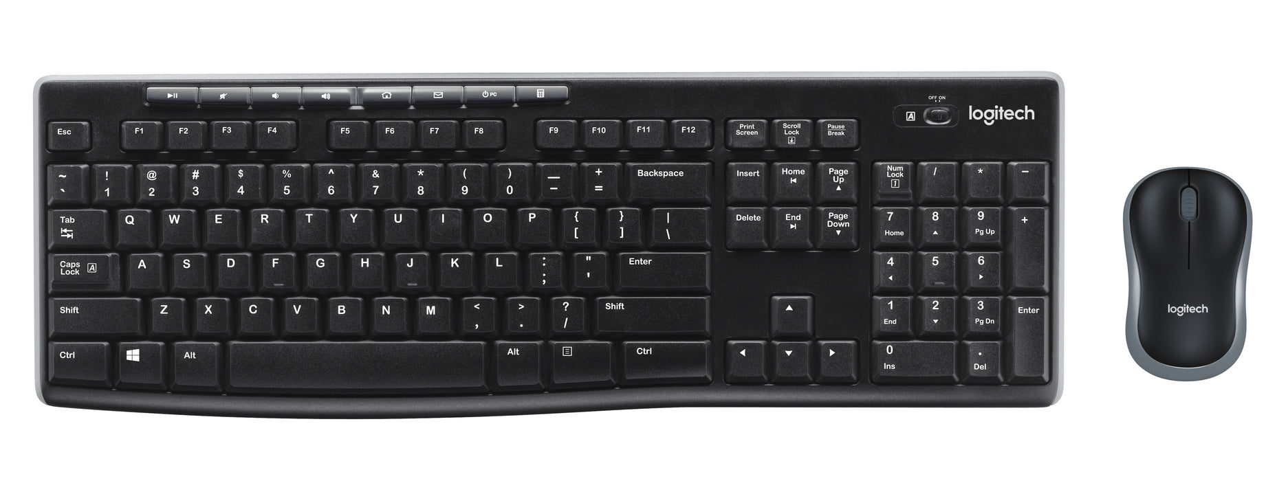 Logitech Wireless Combo MK270, Full-size (100%), Wireless, USB, AZERTY, Black, Mouse included