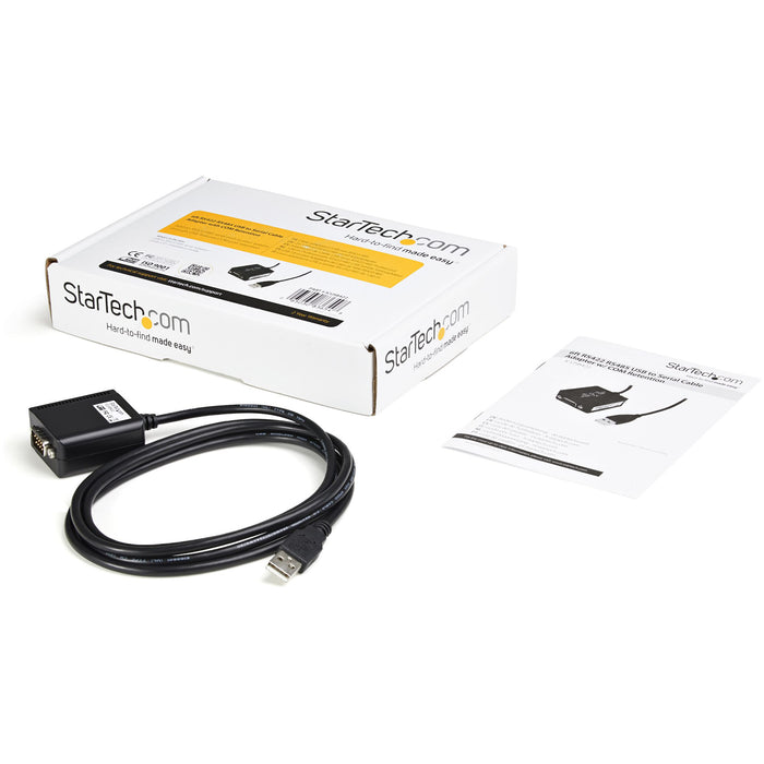StarTech.com 6ft (1.8m) 1-Port Professional RS422/485 USB Serial Cable Adapter with COM Retention, USB to RS422 Adapter - TAA, DB9 M, USB-A FM, 1.8 m, Black