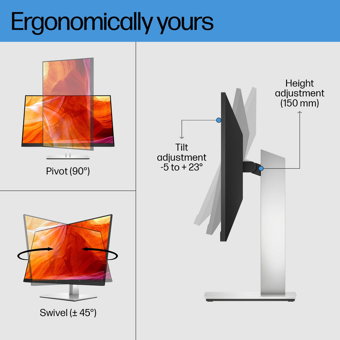 HP E-Series E27q G4 QHD Monitor, 68.6 cm (27"), 2560 x 1440 pixels, Quad HD, LCD, 5 ms, Black