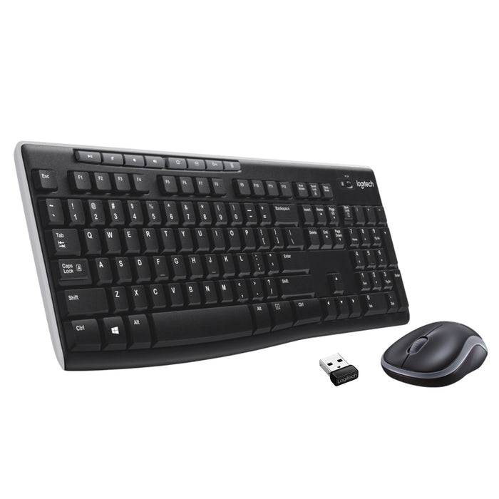 Logitech Wireless Combo MK270, Full-size (100%), Wireless, USB, QWERTZ, Black, Mouse included