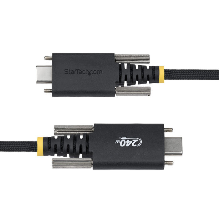 StarTech.com 10ft (3m) USB-C Charging Cable, Durable and Ultra-Flexible, Side Screw Locking, 240W (5A) PD EPR, USB 2.0 Laptop Charger Cable, USB-IF Certified, Rugged USB-C Charging Cord, 3 m, USB C, USB C, USB 2.0, 0.48 Gbit/s, Black