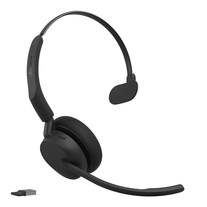 Jabra Evolve3 45 UC - USB-A with Dongle - Mono, Wireless, Office/Call center, 20 - 20000 Hz, 102 g, Headset, Black