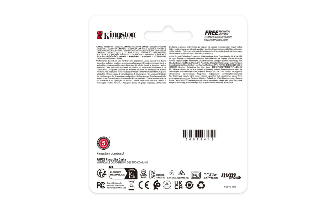 Kingston Technology 1000G NV3 M.2 2230 NVMe SSD, 1 TB, M.2, 6000 MB/s