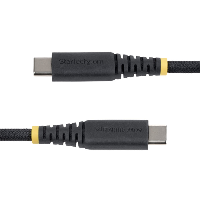 StarTech.com 3m (10ft) USB-C Charging Cable, 60W (3A) PD, Dual-Layer Braided Nylon/TPE Jacket, Rugged USB C Charging Cord, USB 2.0 Laptop Charger Cable, 3 m, USB C, USB C, USB 2.0, 0.48 Gbit/s, Black