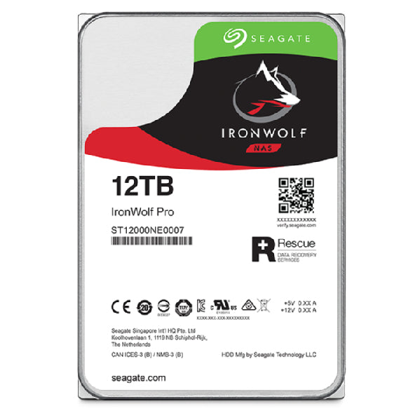 Seagate IronWolf Pro ST12000NT001, 12 TB, 7200 RPM, 256 MB, 3.5", Serial ATA III
