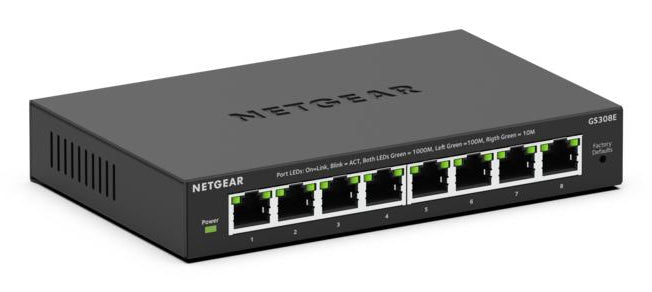 NETGEAR GS308E, Managed, L2/L3, Gigabit Ethernet (10/100/1000), Full duplex