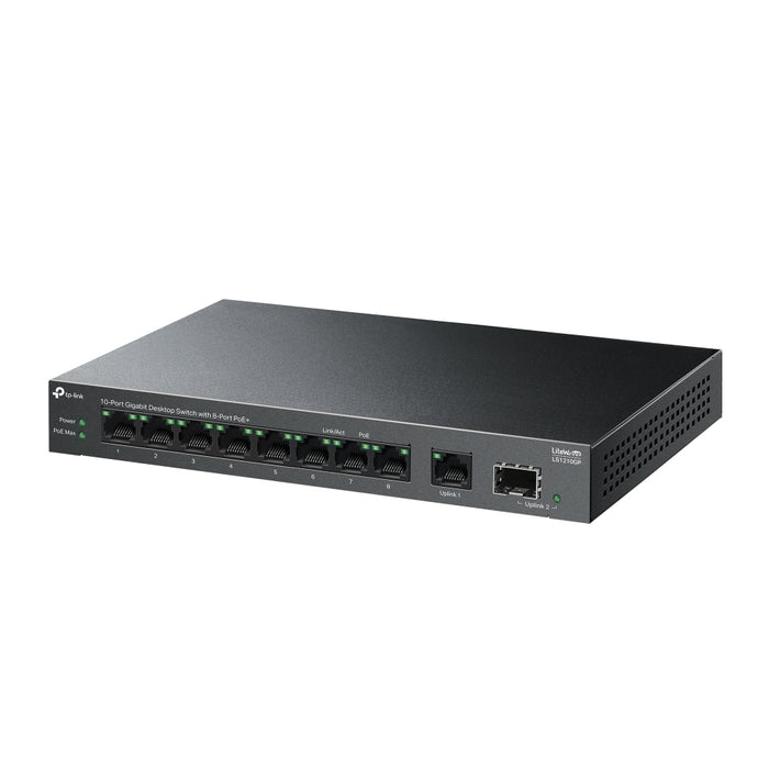 TP-Link LiteWave 10-Port Gigabit Desktop Switch with 8-Port PoE+, Unmanaged, Gigabit Ethernet (10/100/1000), Power over Ethernet (PoE)