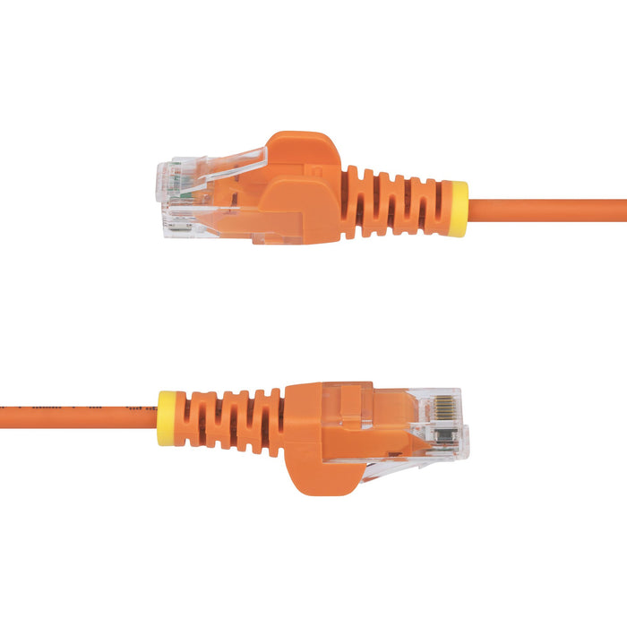 StarTech.com 3m Orange Slim CAT6 Ethernet Cable, Snagless, 100W PoE, UTP, LSZH, 28AWG Pure Bare Copper Wire, Slim RJ45 Network Patch Cord w/Strain Reliefs, Individually Tested, 3 m, Cat6, U/UTP (UTP), RJ-45, RJ-45, Orange