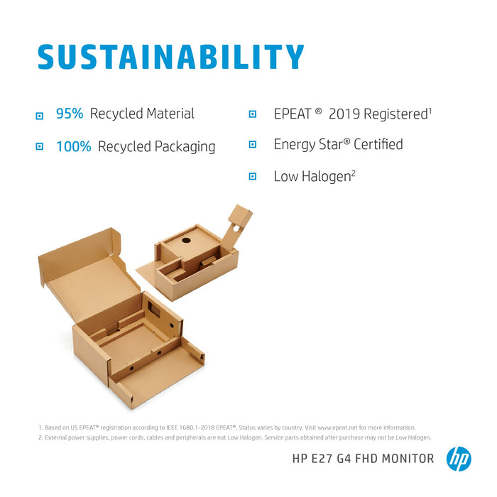 HP E-Series E27 G4, 68.6 cm (27"), 1920 x 1080 pixels, Full HD, LED, 5 ms, Black
