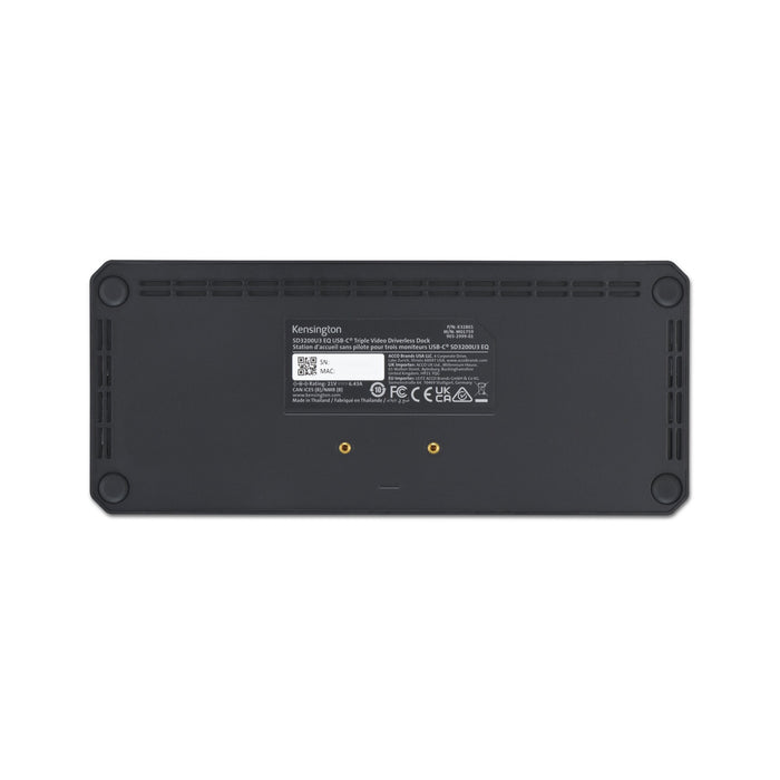 Kensington SD4843P EQ USB-C 10Gbps Triple Video Driverless Dock, 100 W, 10,100,1000 Mbit/s, 10 Gbit/s, 4K Ultra HD, 1 pc(s), 145 mm