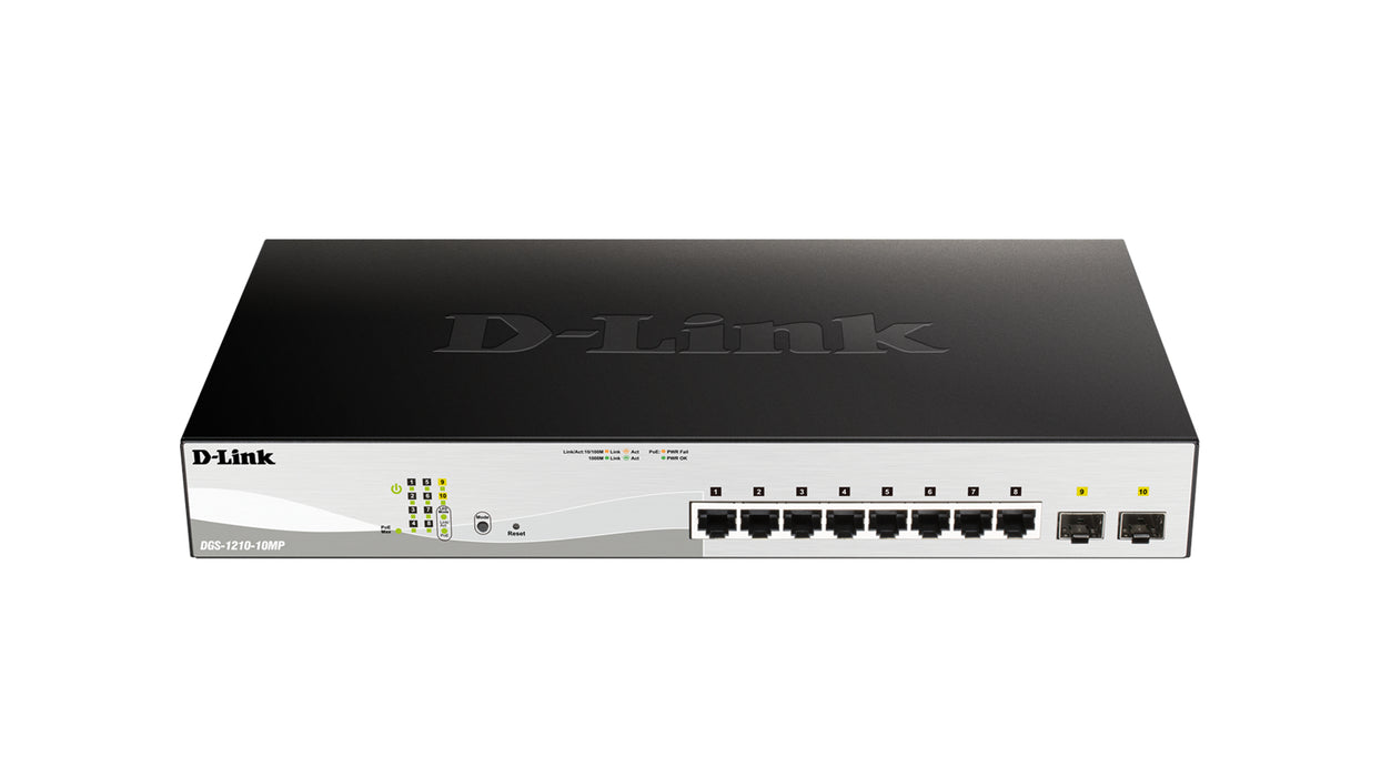 D-Link 10-Port Gigabit PoE+ Smart Managed Switch including 2 SFP Ports, Managed, L2/L3, Gigabit Ethernet (10/100/1000), Full duplex, Power over Ethernet (PoE)