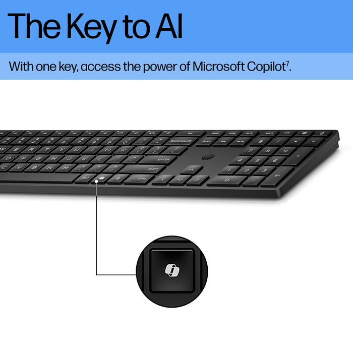 HP 655 Wireless Keyboard and Mouse Combo, Full-size (100%), Wireless, RF Wireless, Black, Mouse included