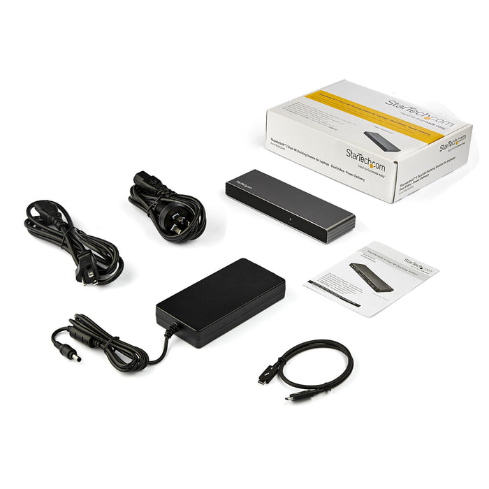 StarTech.com Thunderbolt 3 Dock - Dual 4K 60Hz Monitor TB3 Laptop Docking Station with DisplayPort, HDMI & 1080p VGA - 85W Power Delivery & Charging - 2x USB-A, Ethernet - Mac & Windows (TB3DK2DHVUE)