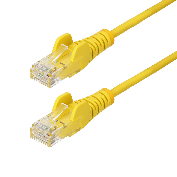 StarTech.com 50cm Yellow Slim CAT6 Ethernet Cable, Snagless, 100W PoE, UTP, LSZH, 28AWG Pure Bare Copper Wire, Slim RJ45 Network Patch Cord w/Strain Reliefs, Individually Tested, 0.5 m, Cat6, U/UTP (UTP), RJ-45, RJ-45, Yellow